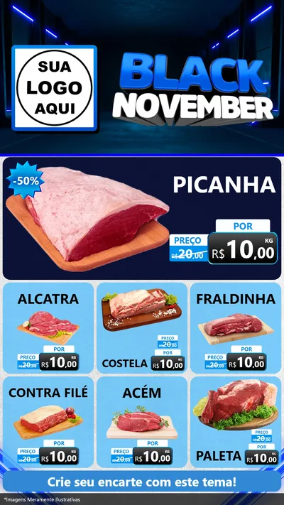 Modelo de Rede Social para Stories com o tema Black November para Açougue