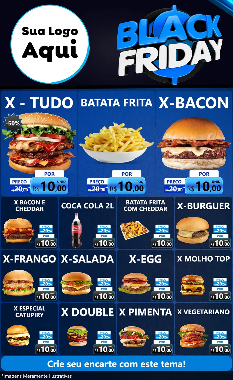Modelo de Encarte para Encarte Grande com o tema Black Friday para Hamburgueria