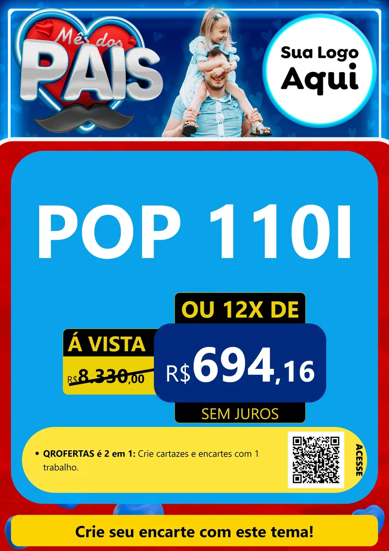 Modelo de Cartaz para Cartaz A4 Vertical com o tema Mês Dos Pais para Concessionaria de Motos