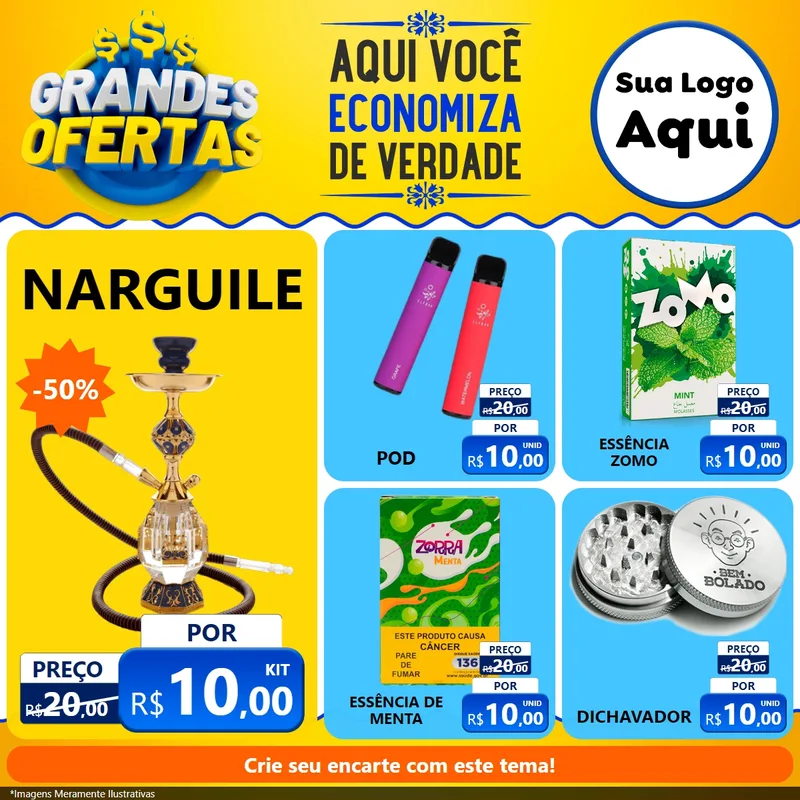 Modelo de Rede Social para Feed Facebook com o tema Grandes Ofertas para Tabacaria