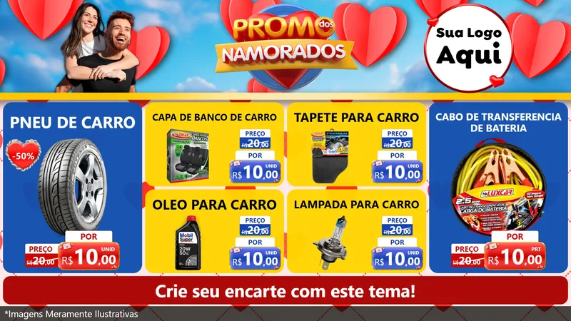 Modelo de TV para TV Horizontal com o tema Promo dos Namorados para Auto peças