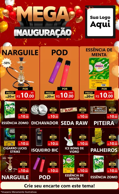 Modelo de Encarte para Encarte Grande com o tema Mega Inauguração para Tabacaria