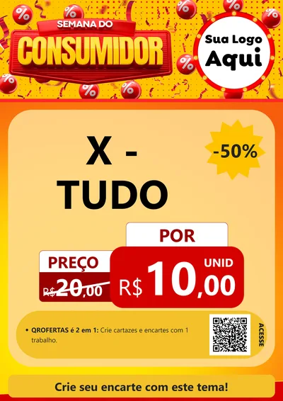 Modelo de Cartaz para Cartaz A4 Vertical com o tema Semana do Consumidor para Hamburgueria