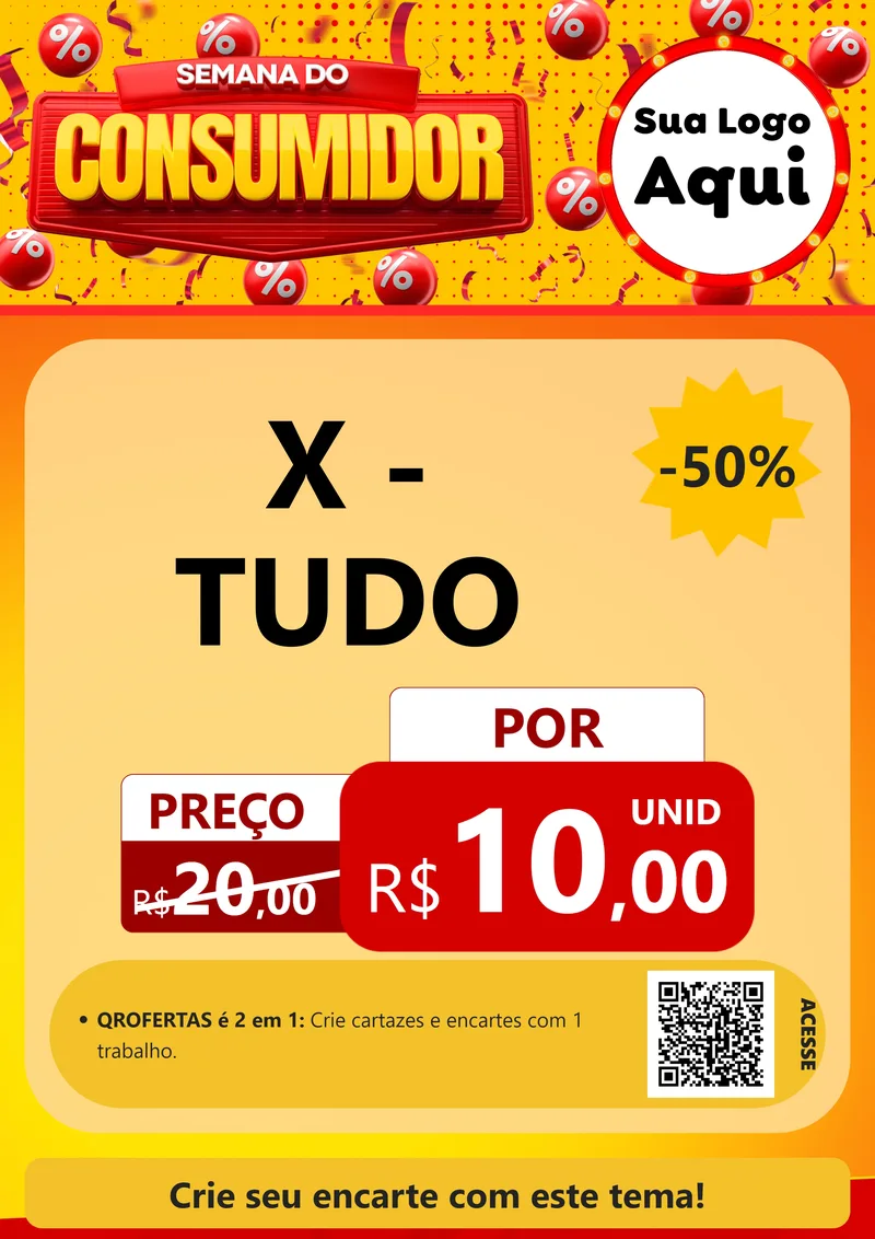 Modelo de Cartaz para Cartaz A4 Vertical com o tema Semana do Consumidor para Hamburgueria