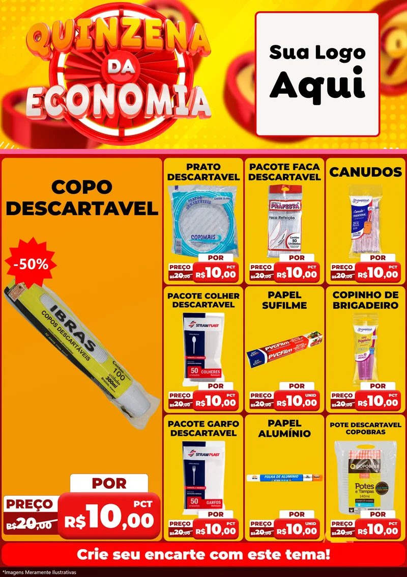 Modelo de Encarte para Encarte A4 Vertical com o tema Quinzena Da Economia para Embalagens