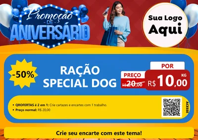 Modelo de Cartaz para Cartaz A4 Horizontal com o tema Promoção de Aniversário para Pet Shop