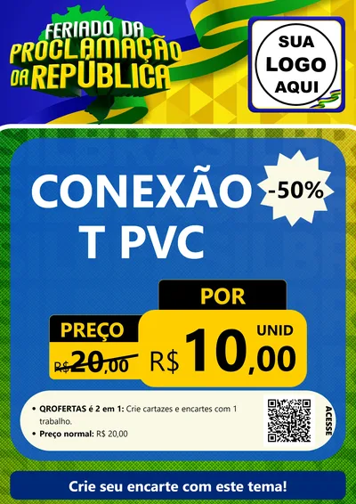 Modelo de Cartaz para Cartaz A4 Vertical com o tema Feriado da Proclamação da República para Tubos e conexões