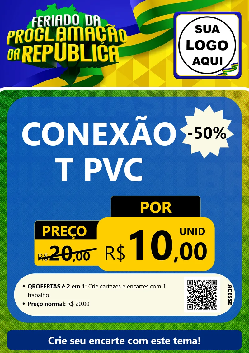 Modelo de Cartaz para Cartaz A4 Vertical com o tema Feriado da Proclamação da República para Tubos e conexões