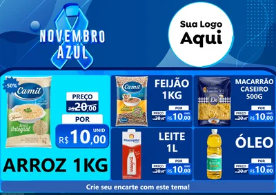 Modelo de Encarte para Encarte A4 Horizontal com o tema Novembro Azul para Supermercado
