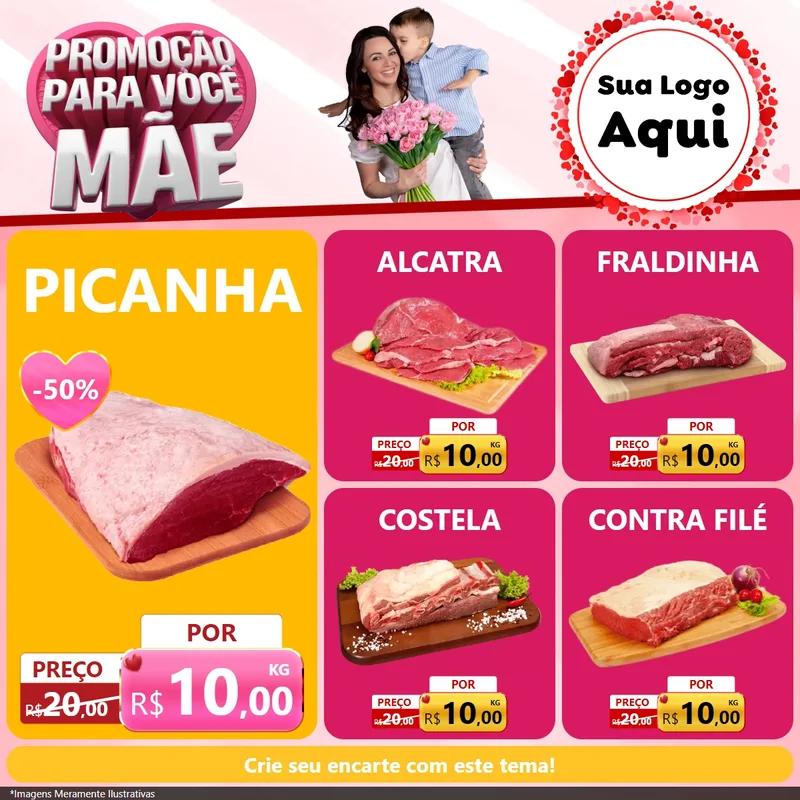 Modelo de Rede Social para Feed Facebook com o tema Promoção Para Você Mãe para Açougue