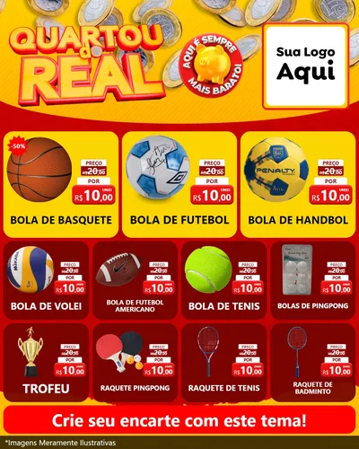 Modelo de Rede Social para Feed Instagram com o tema Quartou do Real para Artigos Esportivos