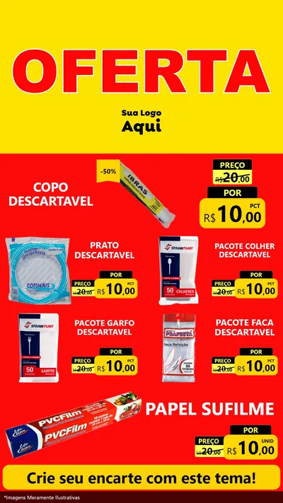 Modelo de TV para TV Vertical com o tema OFERTA - Vermelho Cartaz para Embalagens