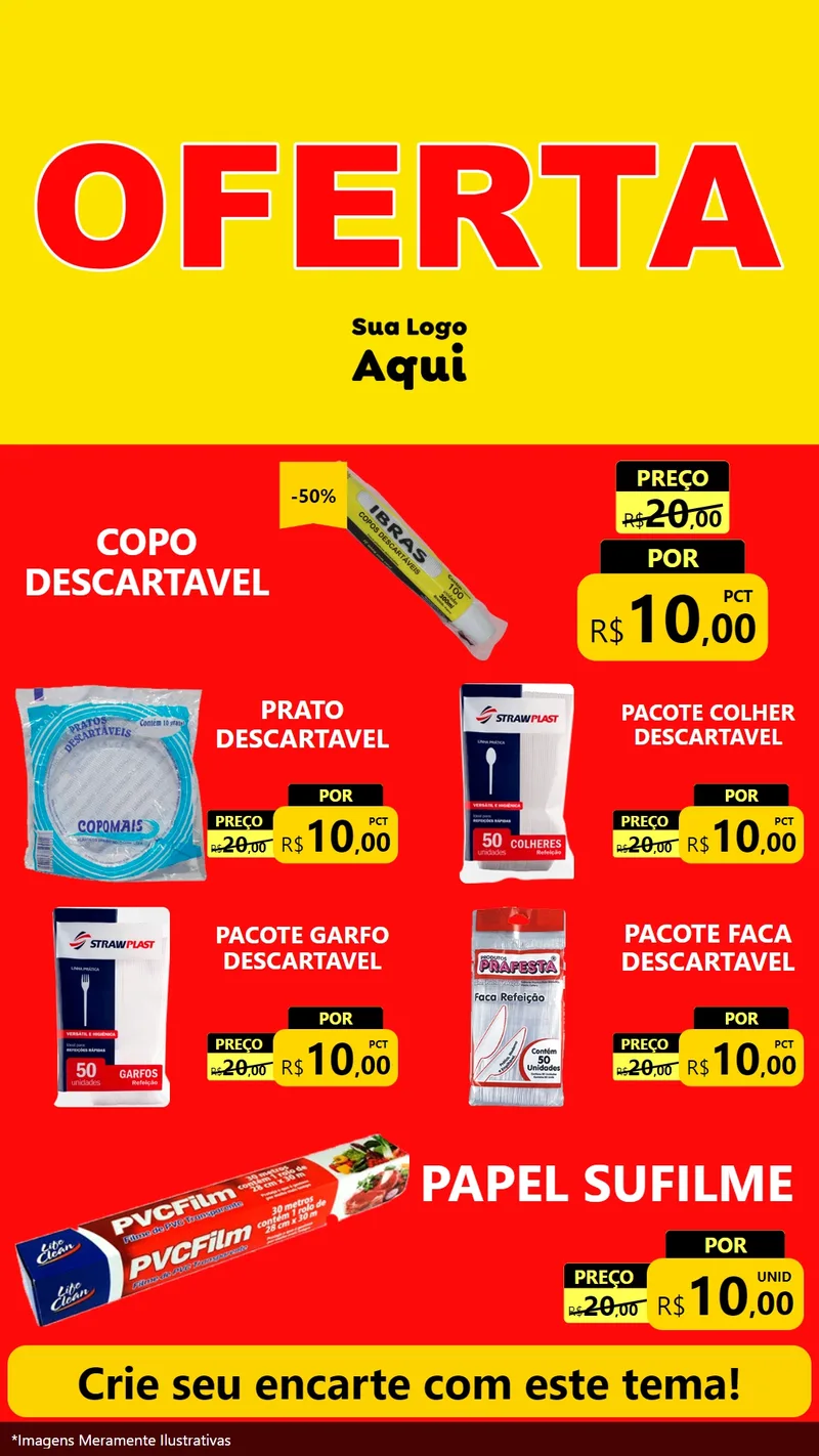 Modelo de TV para TV Vertical com o tema OFERTA - Vermelho Cartaz para Embalagens