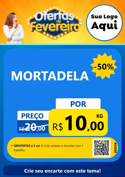 Modelo de Cartaz para Cartaz A4 Vertical com o tema Ofertas de Fevereiro para Frios e Laticínios