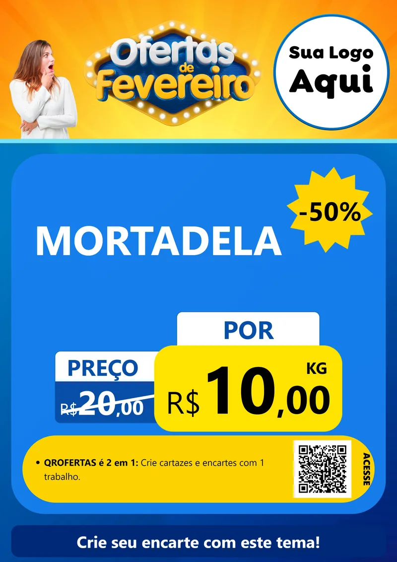 Modelo de Cartaz para Cartaz A4 Vertical com o tema Ofertas de Fevereiro para Frios e Laticínios
