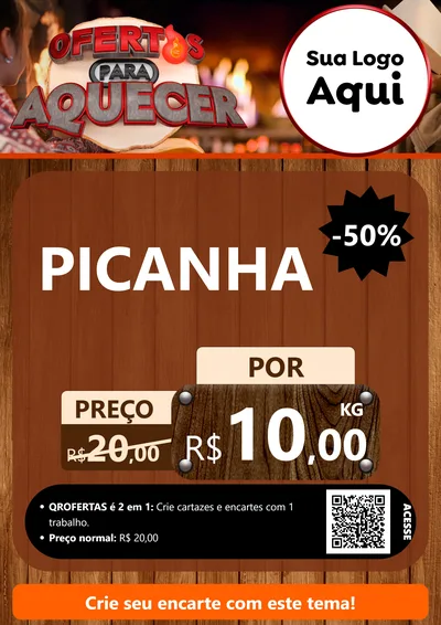 Modelo de Cartaz para Cartaz A4 Vertical com o tema Ofertas Para Aquecer para Açougue