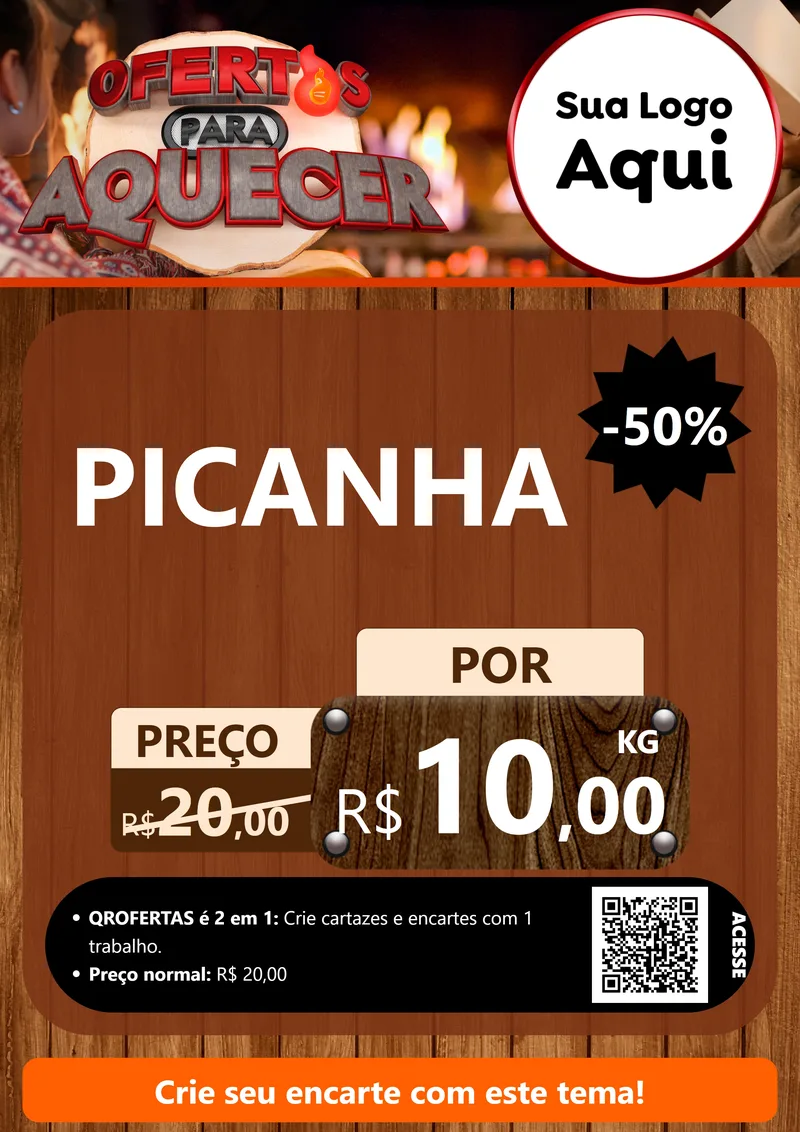 Modelo de Cartaz para Cartaz A4 Vertical com o tema Ofertas Para Aquecer para Açougue