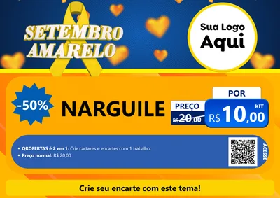 Modelo de Cartaz para Cartaz A4 Horizontal com o tema Setembro Amarelo para Tabacaria