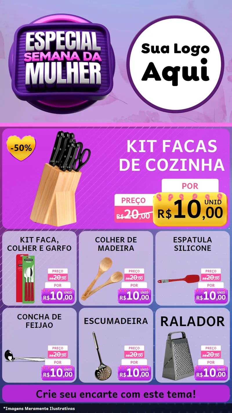 Modelo de Rede Social para Stories com o tema Especial Semana da Mulher para Utilidades Domésticas