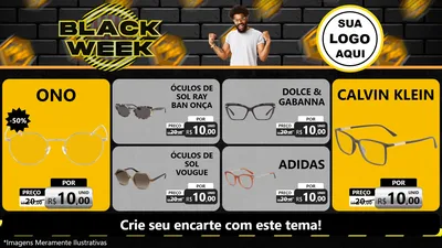Modelo de TV para TV Horizontal com o tema Black Week para Óticas