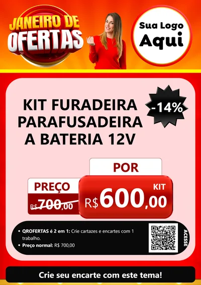 Modelo de Cartaz para Cartaz A4 Vertical com o tema Janeiro de Ofertas para Maquinas e Ferramentas