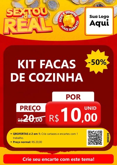 Modelo de Cartaz para Cartaz A4 Vertical com o tema Sextou do Real para Utilidades Domésticas