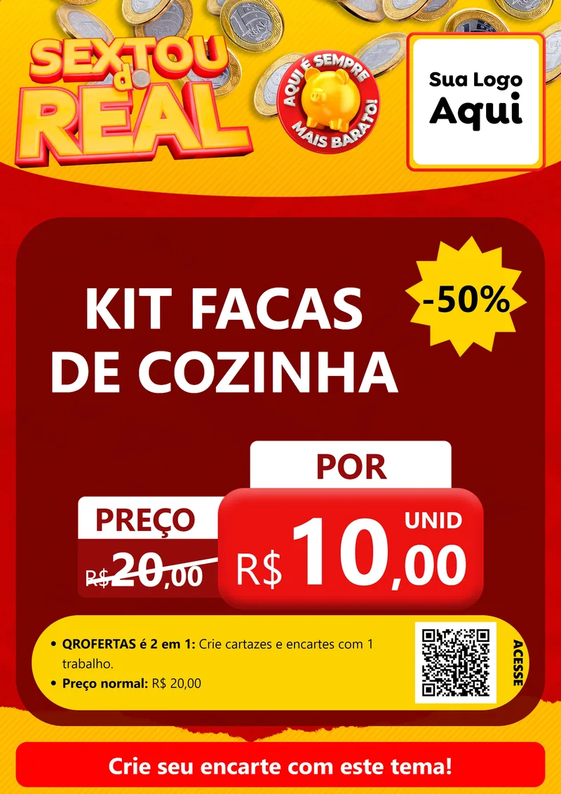 Modelo de Cartaz para Cartaz A4 Vertical com o tema Sextou do Real para Utilidades Domésticas