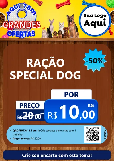 Modelo de Cartaz para Cartaz A4 Vertical com o tema Aqui Tem Grandes Ofertas - Pet Shop para Pet Shop