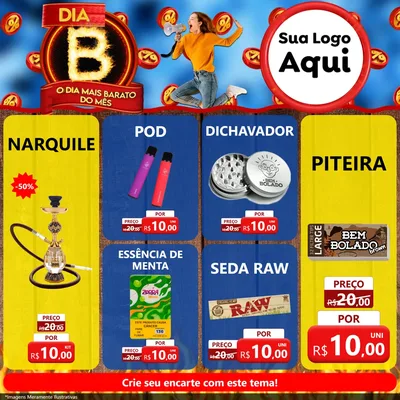 Modelo de Rede Social para Feed Facebook com o tema Dia B - O Dia Mais Barato Do Mês para Tabacaria