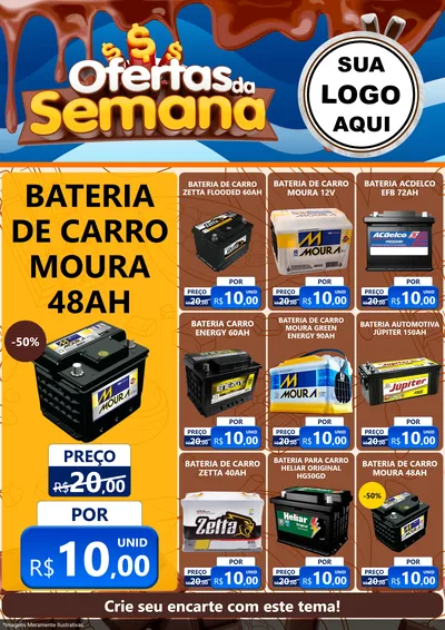 Modelo de Encarte para Encarte A4 Vertical com o tema Ofertas da Semana - Páscoa para Baterias Elétricas