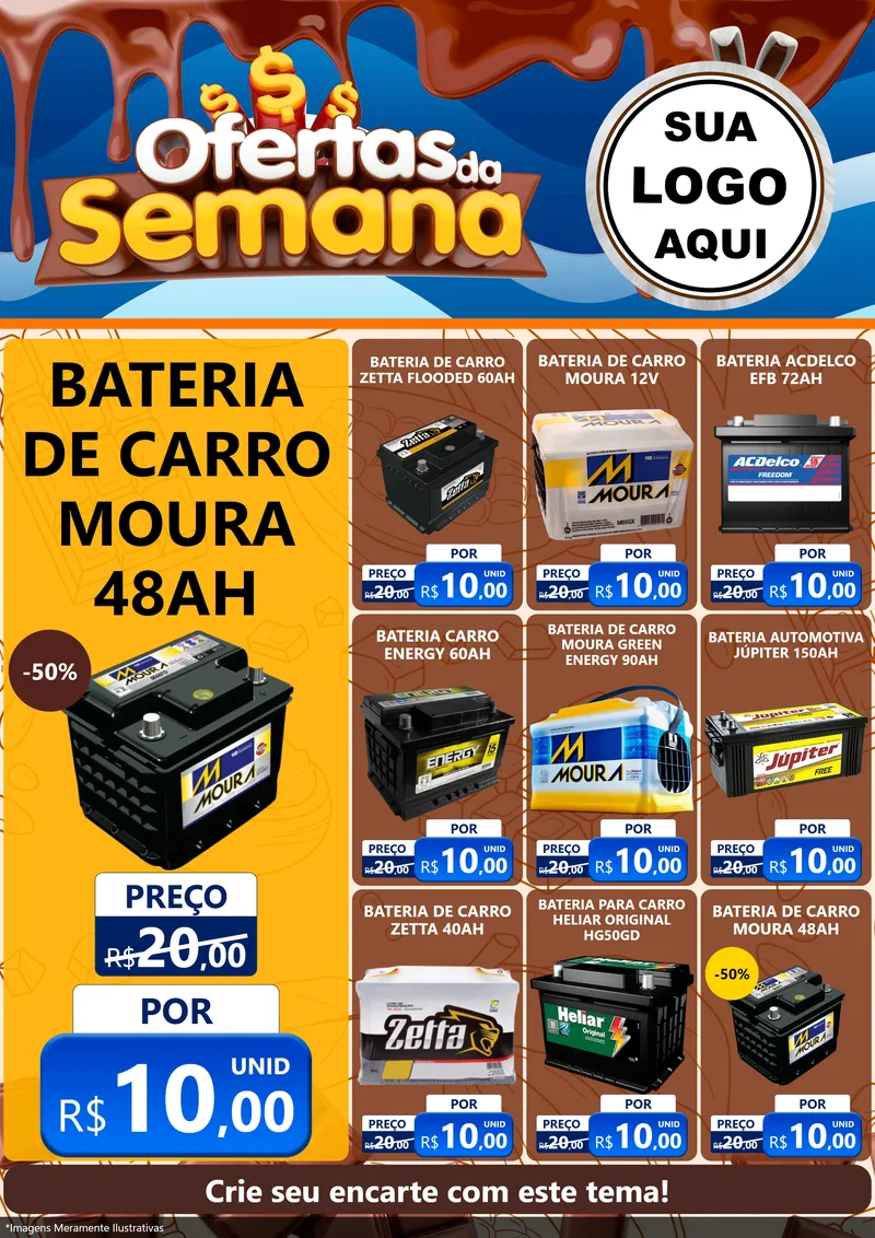 Modelo de Encarte para Encarte A4 Vertical com o tema Ofertas da Semana - Páscoa para Baterias Elétricas