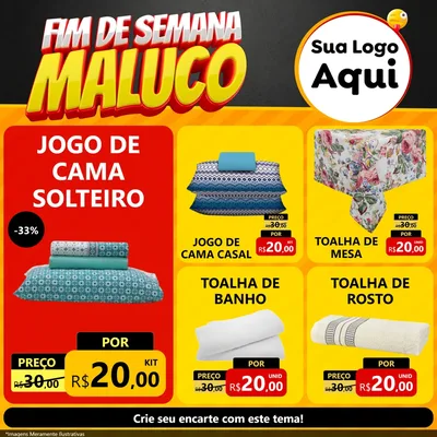 Modelo de Rede Social para Feed Facebook com o tema Final de Semana Maluco para Cama, Mesa e Banho