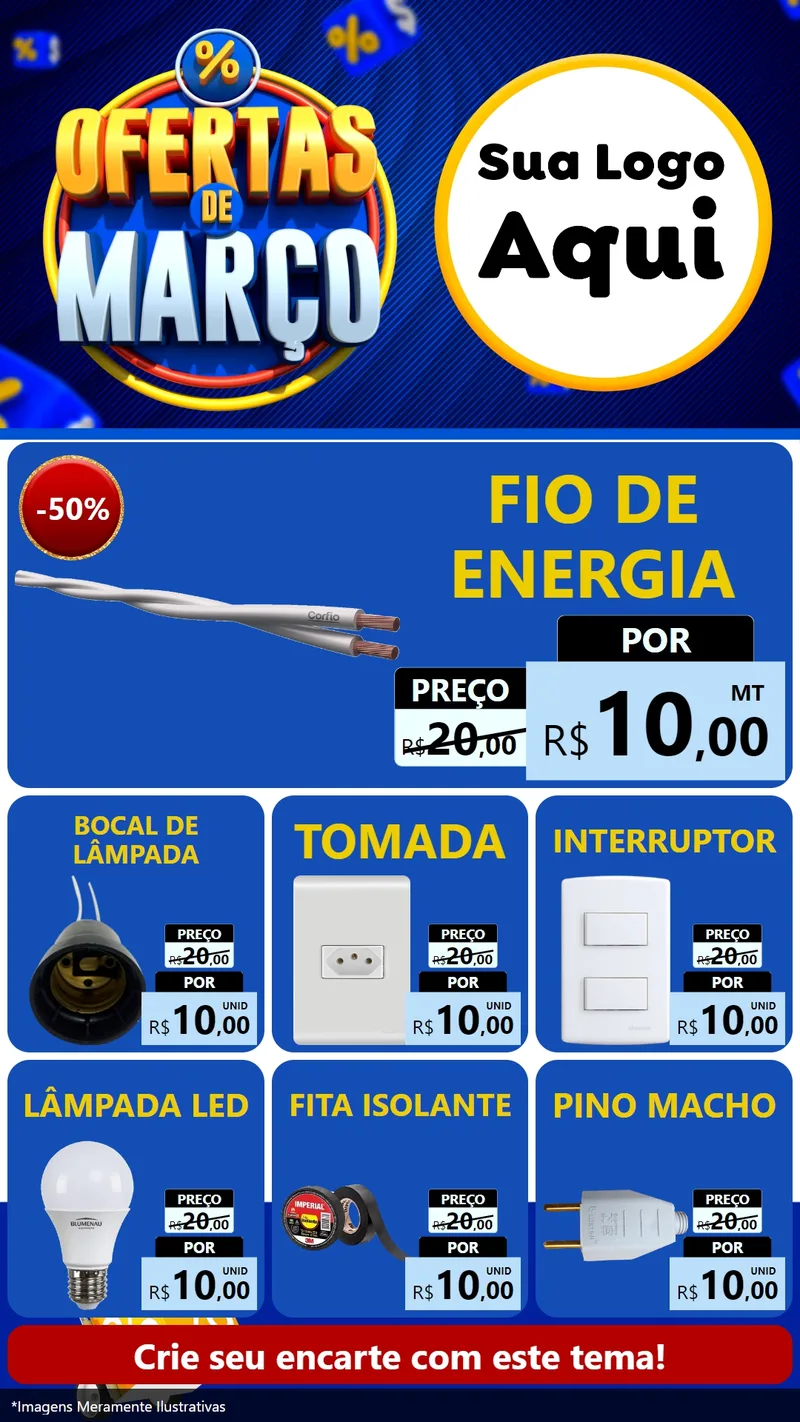 Modelo de Rede Social para Stories com o tema Ofertas de Março para Materiais Elétricos
