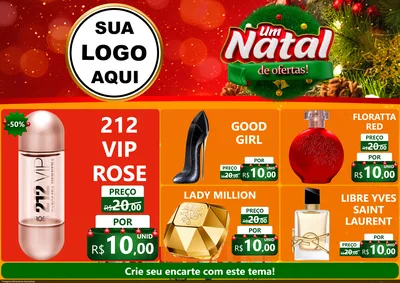 Modelo de Encarte para Encarte A4 Horizontal com o tema Um Natal de Ofertas para Perfumes