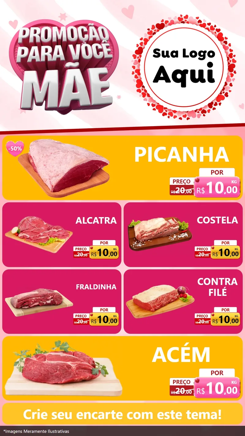 Modelo de TV para TV Vertical com o tema Promoção Para Você Mãe para Açougue