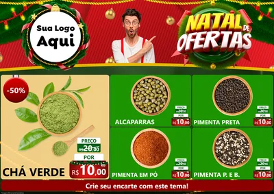 Modelo de Encarte para Encarte A4 Horizontal com o tema Natal de Ofertas para Produtos Naturais