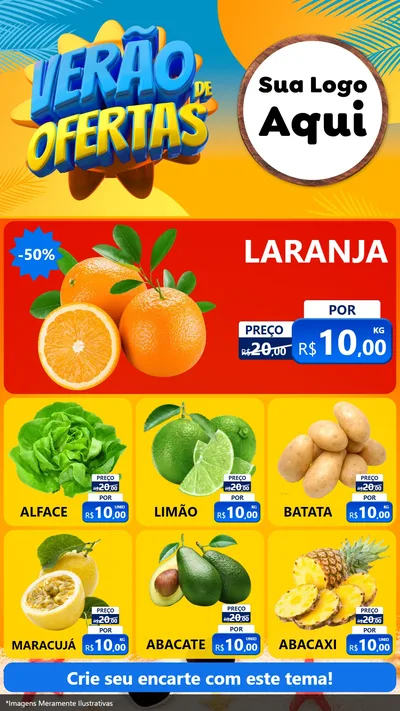 Modelo de Rede Social para Stories com o tema Verão de Ofertas para Hortifrúti