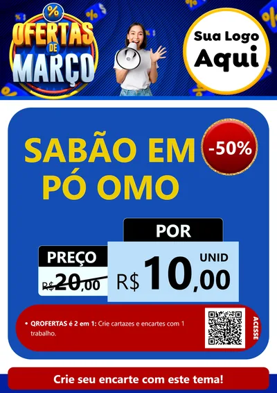 Modelo de Cartaz para Cartaz A4 Vertical com o tema Ofertas de Março para Produtos de Limpeza