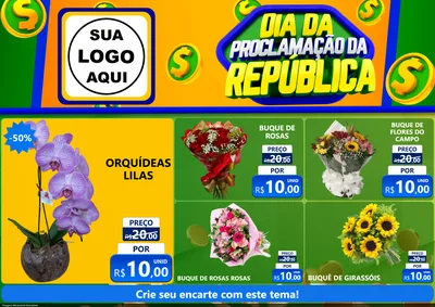 Modelo de Encarte para Encarte A4 Horizontal com o tema Dia Da Proclamação da República para Floricultura e jardim