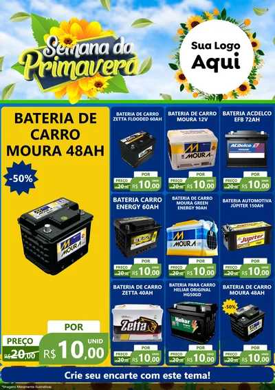 Modelo de Encarte para Encarte A4 Vertical com o tema Semana da Primavera para Baterias Elétricas