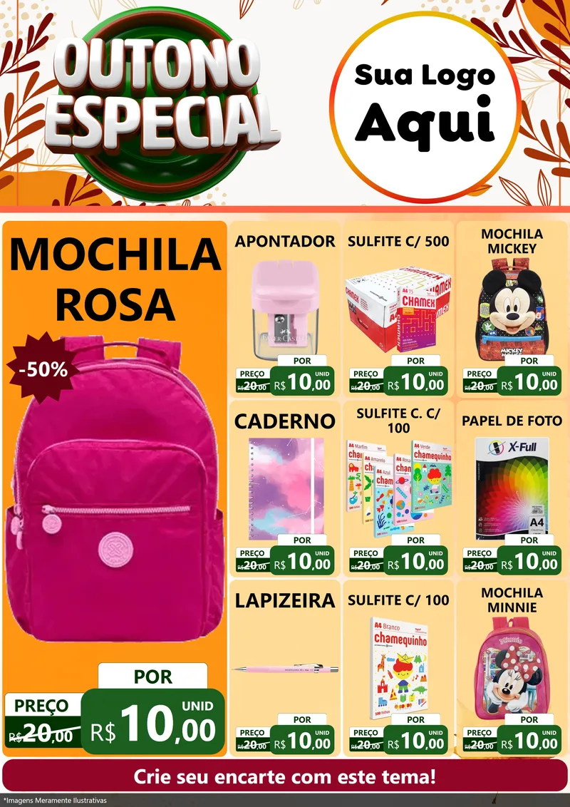 Modelo de Encarte para Encarte A4 Vertical com o tema Outono Especial para Papelaria