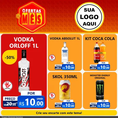 Modelo de Rede Social para Feed Facebook com o tema Ofertas do Mês para Distribuidora de bebidas