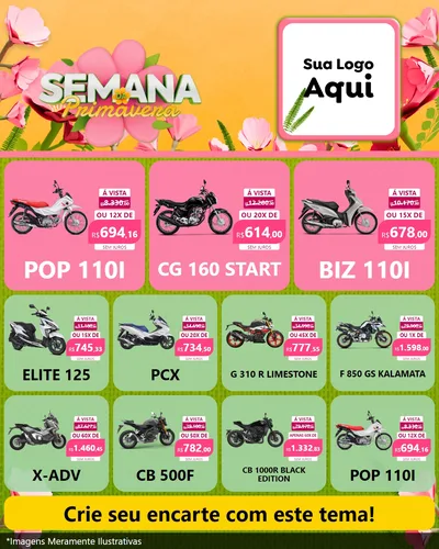 Modelo de Rede Social para Feed Instagram com o tema Semana da Primavera para Concessionaria de Motos