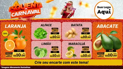 Modelo de TV para TV Horizontal com o tema Esquenta de Carnaval para Hortifrúti
