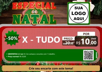 Modelo de Cartaz para Cartaz A4 Horizontal com o tema Especial de Natal para Hamburgueria