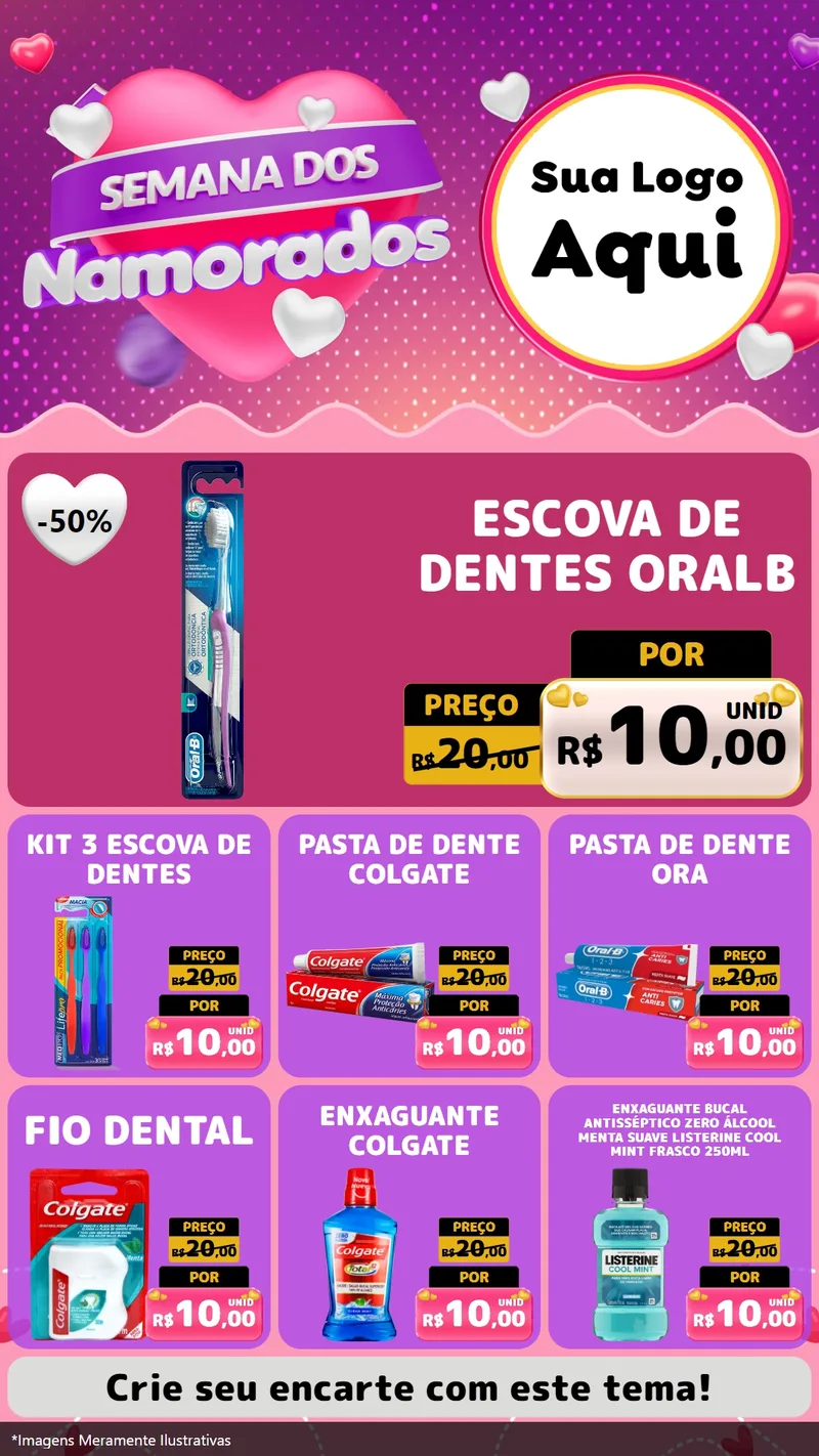 Modelo de Rede Social para Stories com o tema Semana dos Namorados para Higiene Pessoal