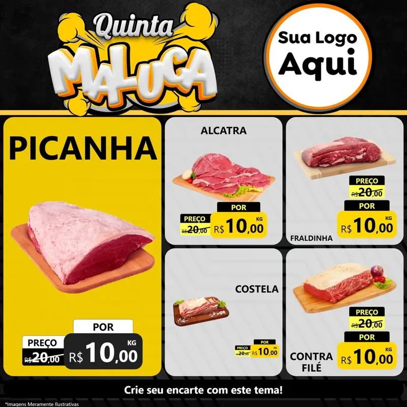 Modelo de Rede Social para Feed Facebook com o tema Quinta Maluca para Açougue