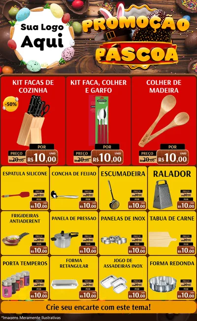 Modelo de Encarte para Encarte Grande com o tema Promoção Páscoa para Utilidades Domésticas