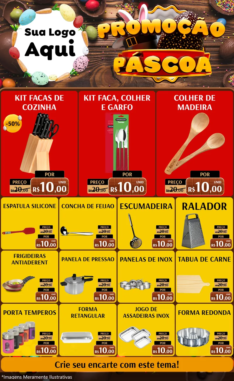 Modelo de Encarte para Encarte Grande com o tema Promoção Páscoa para Utilidades Domésticas