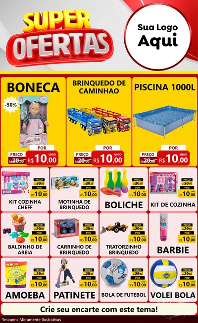 Modelo de Encarte para Encarte Grande com o tema Super Ofertas para Brinquedos